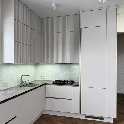 Кухня Бежевая Г-Образная